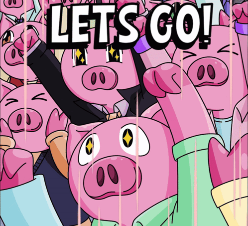 Pink Pigs Saying Let's Go