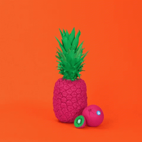 Pink Pineapple With Green Leaves Near Pink Kiwi Pink Apple