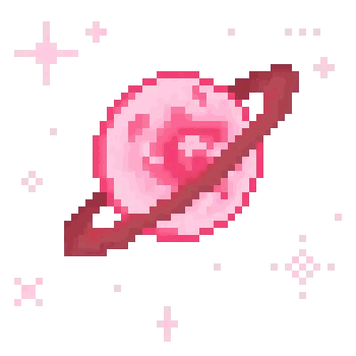 Pink Planet with Heart Pixel Art