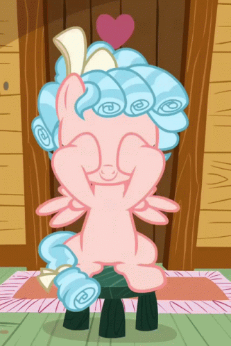 Pink Pony With Blue Hair and Heart on Head