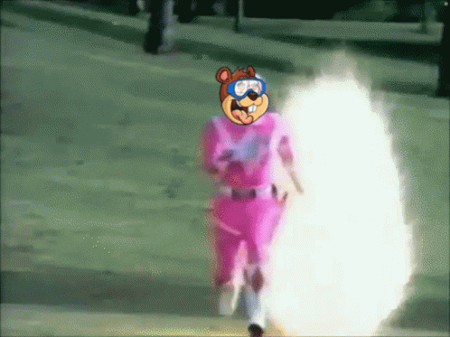 Pink Power Ranger Sprinting Face Swap GIF