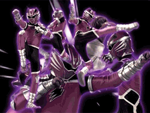 Pink Power Rangers Fighting on Black Background