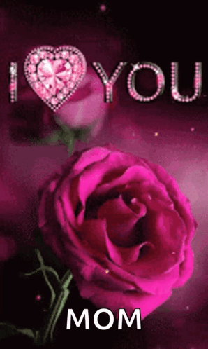 Pink Rose Saying I Love You Mom GIF