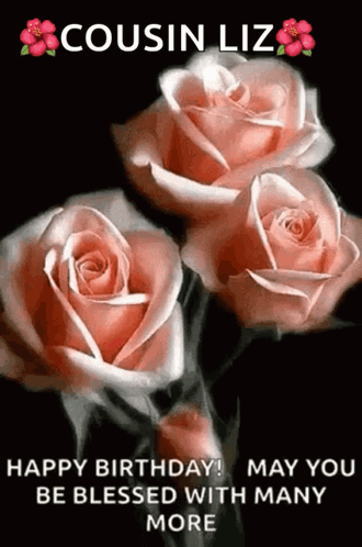 Pink Roses Happy Birthday GIF
