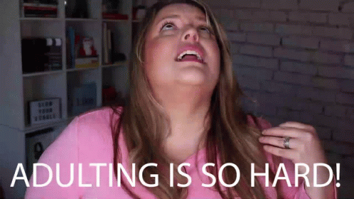 Pink Shirt Woman Saying Adulting Is So Hard GIF