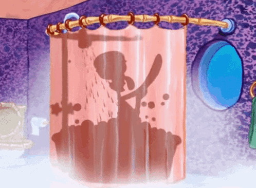 Pink Shower Curtain With Bathing Silhouette