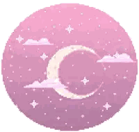 Pink Sky With Crescent Moon and Stars