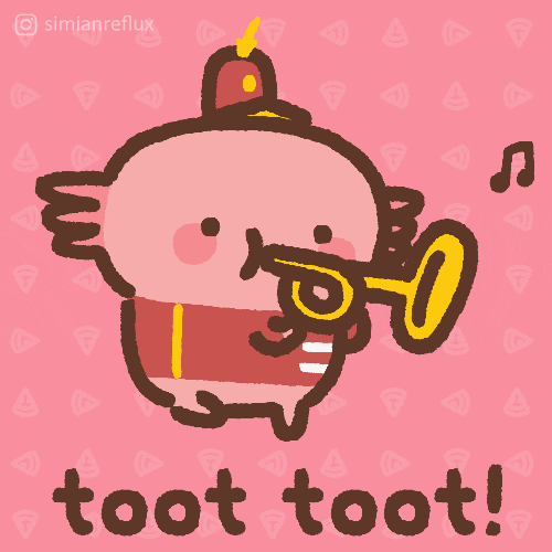 Pink Snacksolotl Playing Bugle Animation GIF