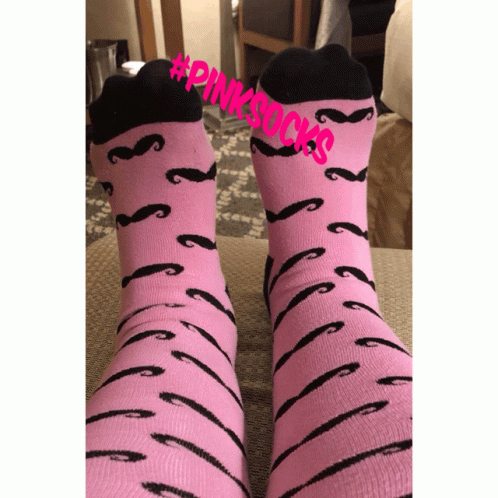 Pink Socks With Black Mustaches #Pinksocks