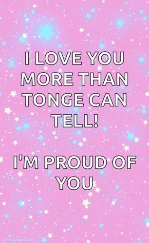 Pink Stars I Love You More Than Tongue GIF