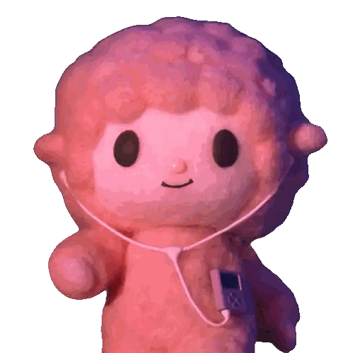Pink Stuffed Animal Wearing Headphones