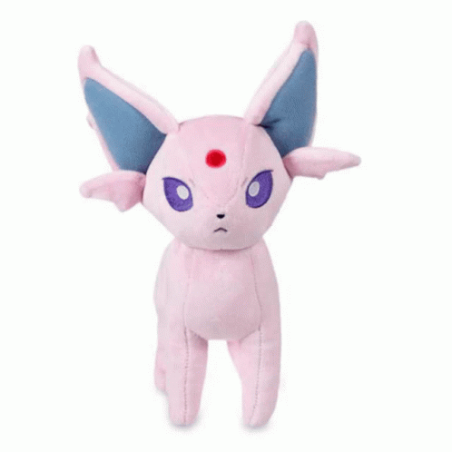 Pink Stuffed Animal With Blue Ears And Red Spot GIF