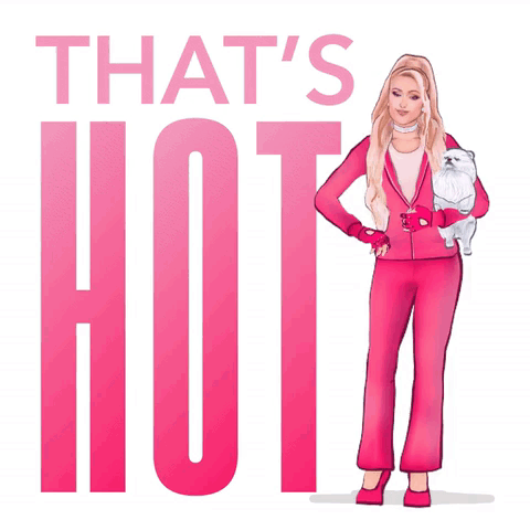 Pink Suit Woman with Small White Dog That's Hot