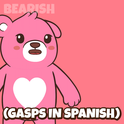 Pink Teddy Bear Gasps In Spanish GIF