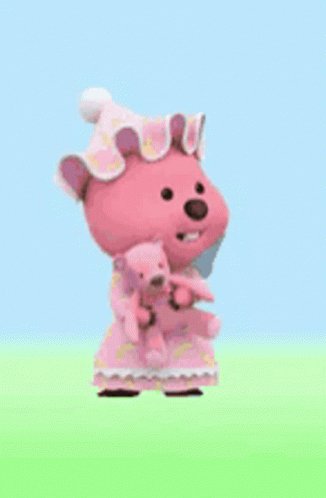 Pink Teddy Bear Holding Small Teddy GIF
