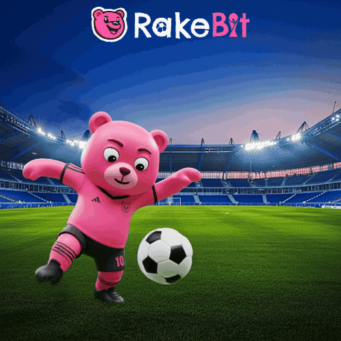 Pink Teddy Bear Kicking Soccer Ball With Rakebit