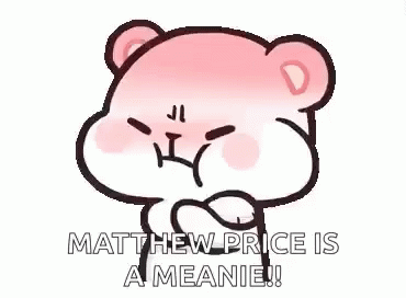 Pink Teddy Bear Saying Matthew Price Is a Meanie