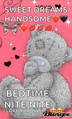 Pink Teddy Bear Saying Sweet Dreams Handsome GIF