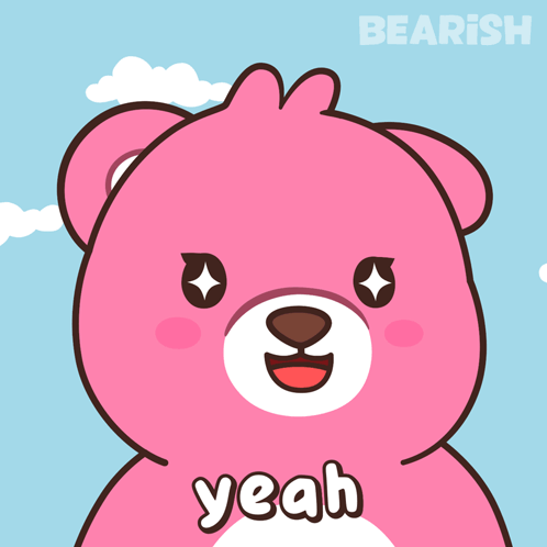 Pink Teddy Bear Saying Yeah