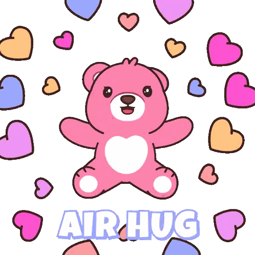 Pink Teddy Bear Surrounded by Hearts Airhug