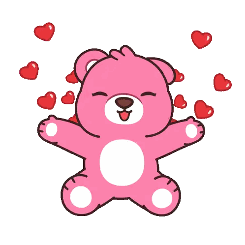 Pink Teddy Bear Surrounded by Hearts