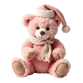 Pink Teddy Bear With Santa Hat