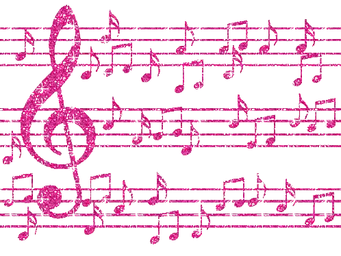 Pink Treble Clef and Music Notes