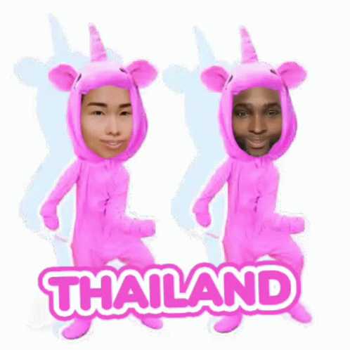 Pink Unicorn Costumes Couple Dancing in Thailand