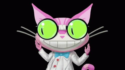 Pink White Cat Spiral Eyes Glasses Bow Tie GIF