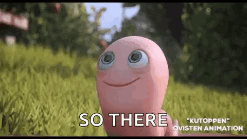 Pink Worm with Big Eyes in Grass