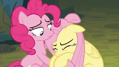 Pinkie Pie and Fluttershy Sitting Together