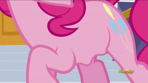 Pinkie Pie From My Little Pony Is Shown In A Cartoon GIF