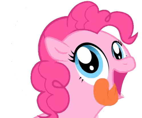 pinkie pie from my little pony looks surprised with her mouth open