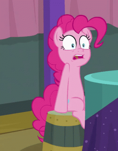 Pinkie Pie Sitting On Barrel With Angry Look GIF