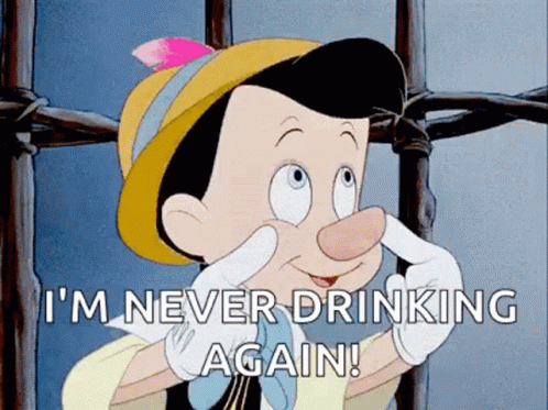 Pinocchio Never Drinking Again GIF