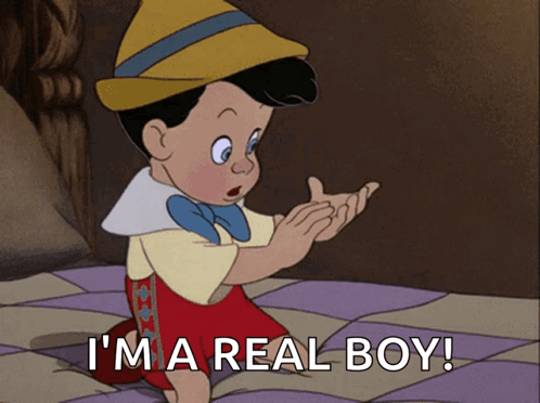 Pinocchio Saying I'm a Real Boy