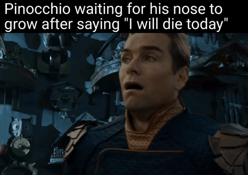 Pinocchio Saying I Will Die Today in Front of Clocks