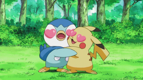 Piplup And Pikachu Hugging GIF