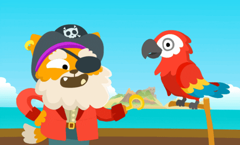 Pirate Cat Swaying Alongside Its Parrot GIF