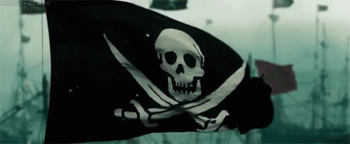 Pirate Flag With Skull And Crossbones Waving GIF