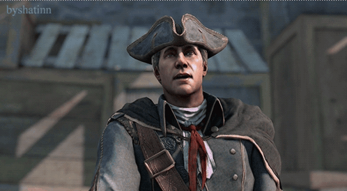 Pirate Hat Man with Gun and Byshatinn Sign