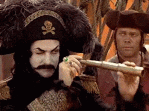 Pirate Looking Through Telescope While Man Looks On
