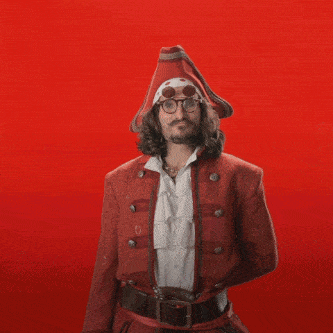 Pirate Man Saying Aye Aye Captain Red Background GIF