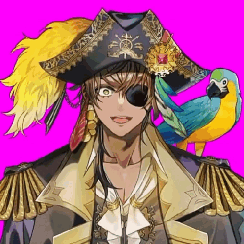 Pirate Man With Parrot on Shoulder
