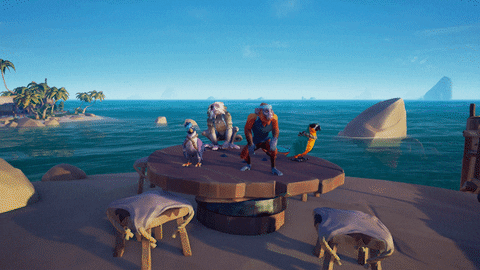 Pirate Parrot With Its Crewmates GIF