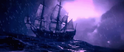 Pirate Ship in Stormy Ocean