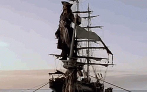 Pirate Ship with Captain Jack Sparrow Statue on Mast