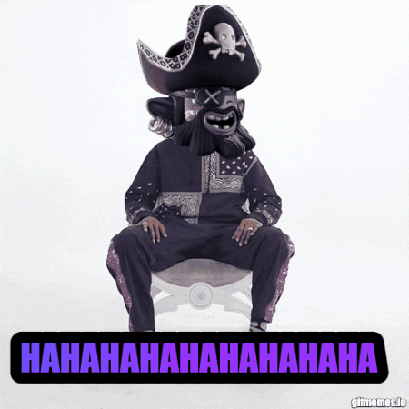 Pirate With Skull and Crossbones Hat Saying Hahahaha
