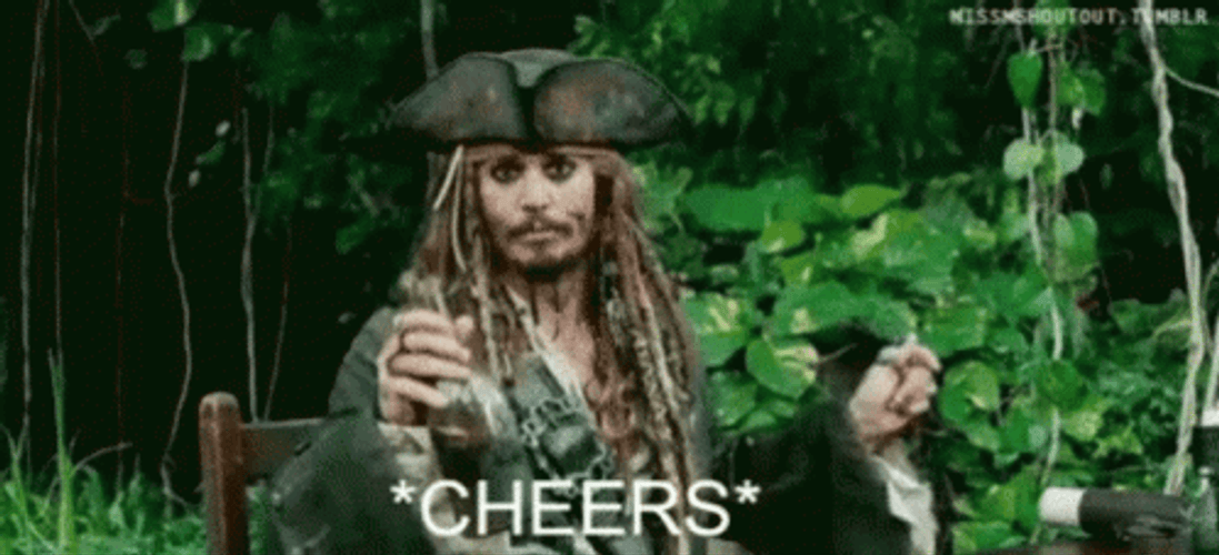 Pirates Of The Caribbean Jack Sparrow Cheers GIF