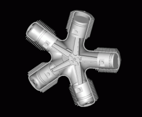 Piston Radial Engine Animation GIF